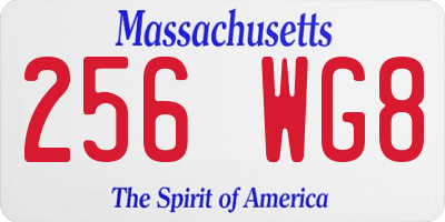 MA license plate 256WG8