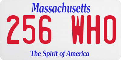 MA license plate 256WH0