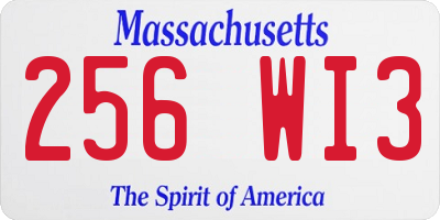 MA license plate 256WI3