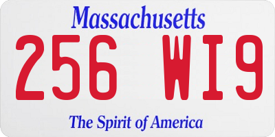 MA license plate 256WI9