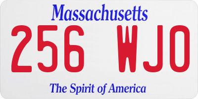 MA license plate 256WJ0