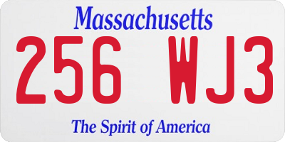 MA license plate 256WJ3