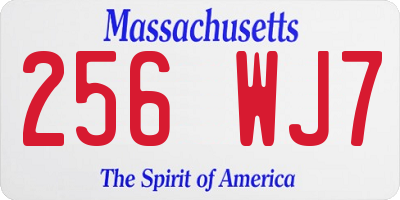 MA license plate 256WJ7