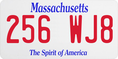MA license plate 256WJ8