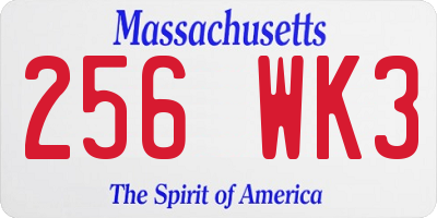 MA license plate 256WK3