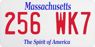 MA license plate 256WK7