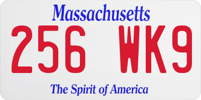 MA license plate 256WK9