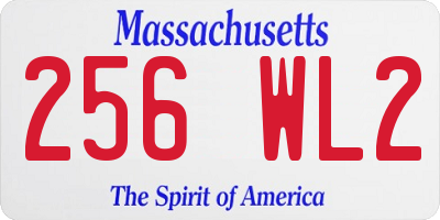 MA license plate 256WL2