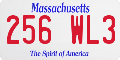 MA license plate 256WL3