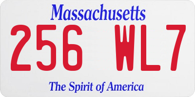 MA license plate 256WL7
