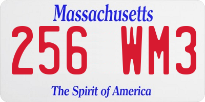 MA license plate 256WM3