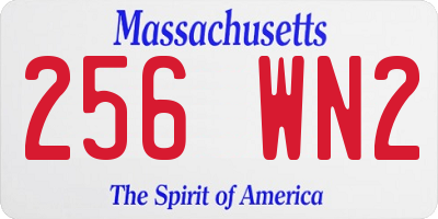 MA license plate 256WN2