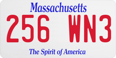 MA license plate 256WN3