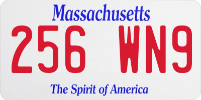 MA license plate 256WN9