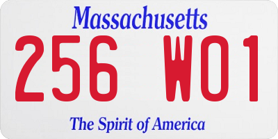 MA license plate 256WO1