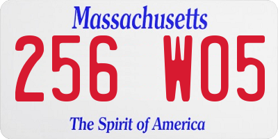 MA license plate 256WO5