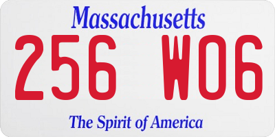 MA license plate 256WO6