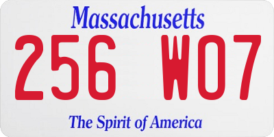 MA license plate 256WO7