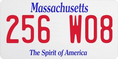 MA license plate 256WO8