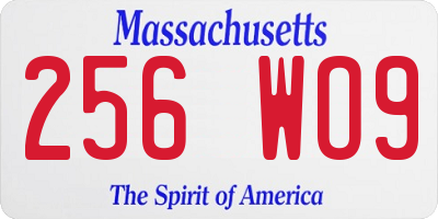 MA license plate 256WO9