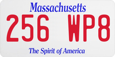 MA license plate 256WP8