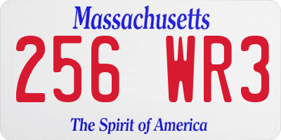 MA license plate 256WR3