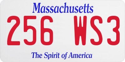 MA license plate 256WS3