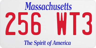 MA license plate 256WT3
