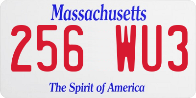 MA license plate 256WU3