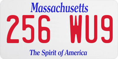 MA license plate 256WU9