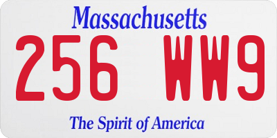 MA license plate 256WW9