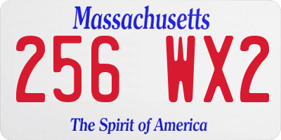 MA license plate 256WX2
