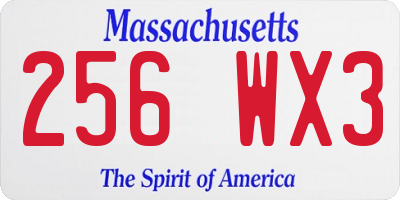 MA license plate 256WX3