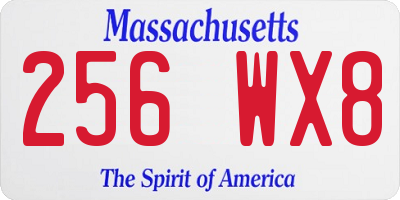 MA license plate 256WX8
