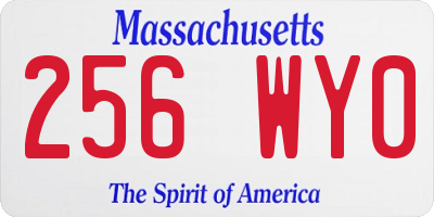 MA license plate 256WY0