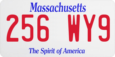 MA license plate 256WY9
