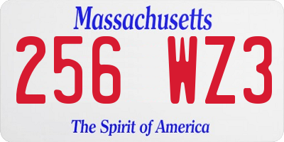 MA license plate 256WZ3