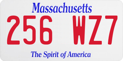 MA license plate 256WZ7