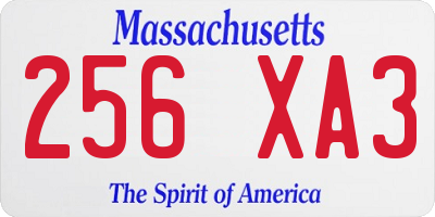 MA license plate 256XA3