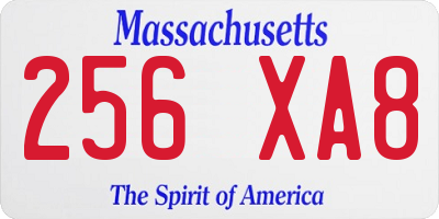 MA license plate 256XA8
