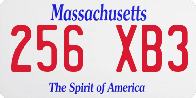 MA license plate 256XB3
