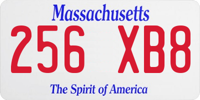 MA license plate 256XB8
