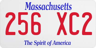 MA license plate 256XC2