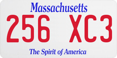 MA license plate 256XC3