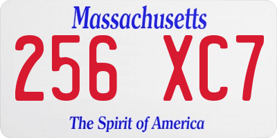 MA license plate 256XC7