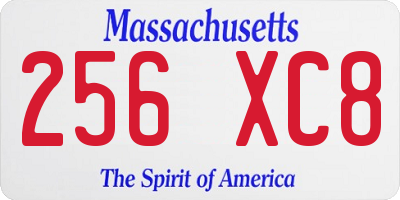 MA license plate 256XC8