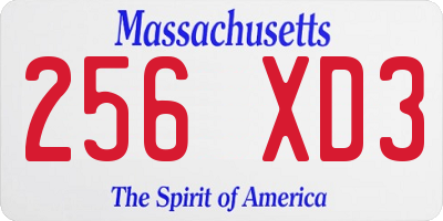 MA license plate 256XD3