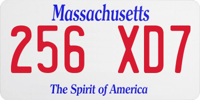 MA license plate 256XD7