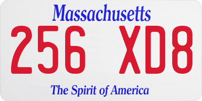 MA license plate 256XD8