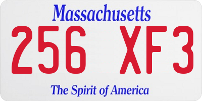 MA license plate 256XF3